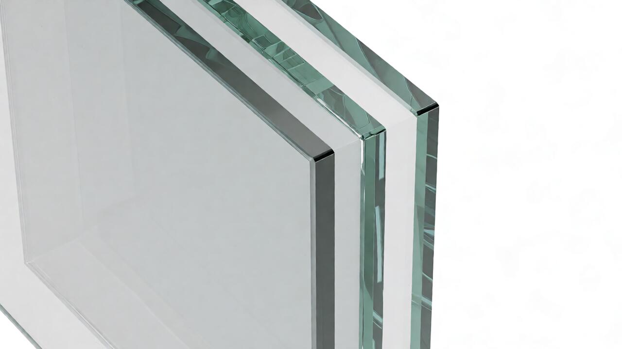 Potongan melintang kaca laminated dua lapisan dengan PVB interlayer