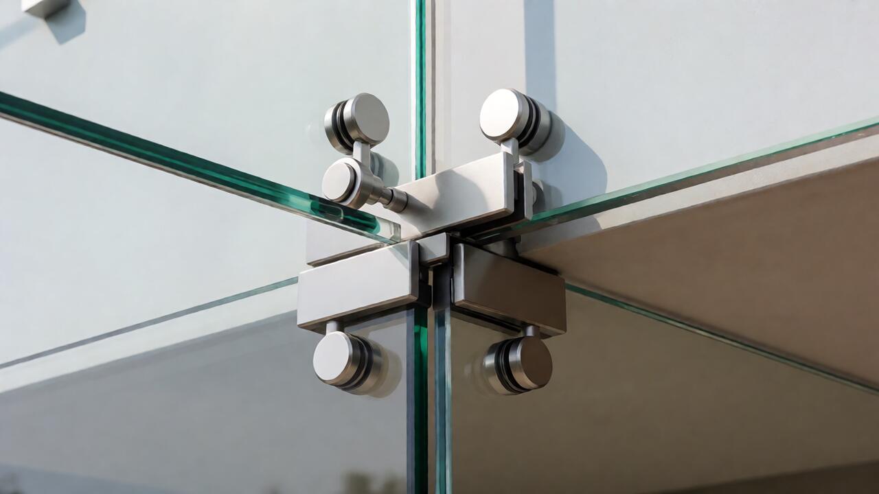 Close-up hardware spider fitting untuk kanopi kaca frameless