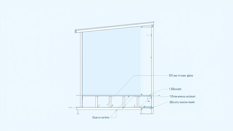 Penampang rangka kanopi kaca dengan kaca tempered 10mm dan baja hollow galvanis 40x40mm