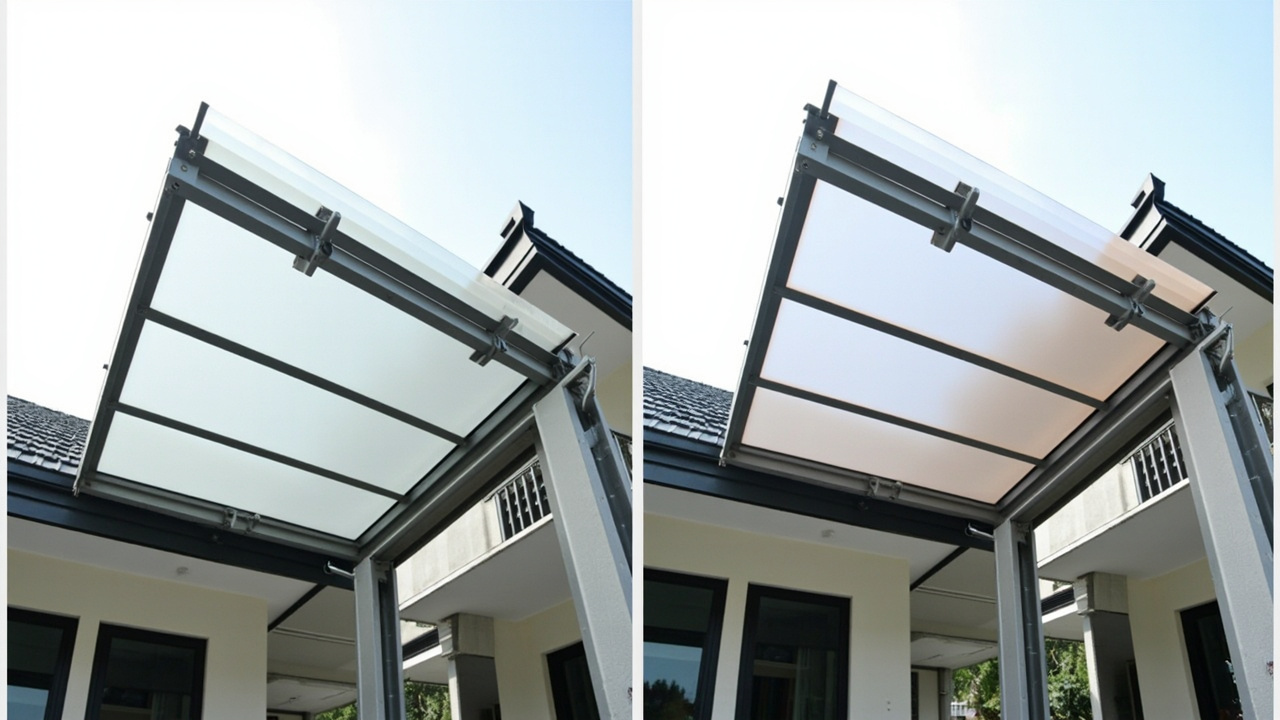 Kanopi kaca vs polycarbonate