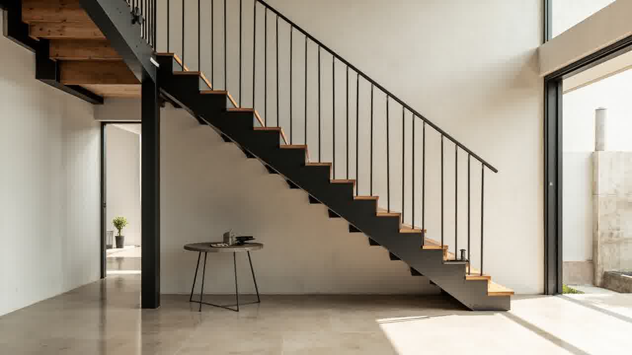model tangga besi minimalis modern untuk rumah